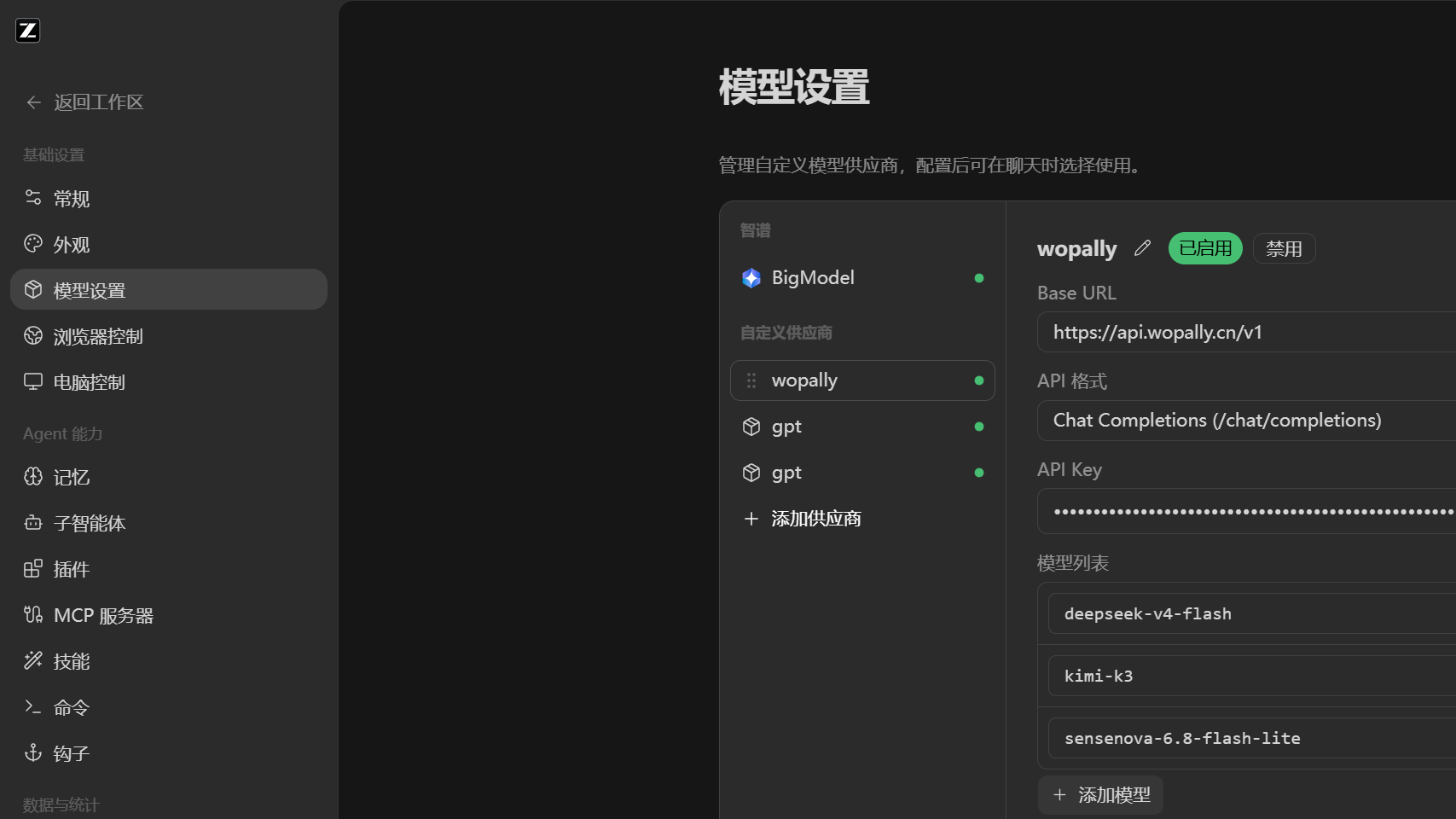 模型设置